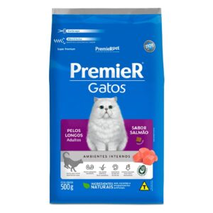 Ração Premier, Gatos Adultos, Ambientes Internos, Pelos Longos – Salmão | A Granel 1KG