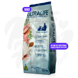 Ração UltraLife, Gatos Castrados, Peixe e Frango - 10kg