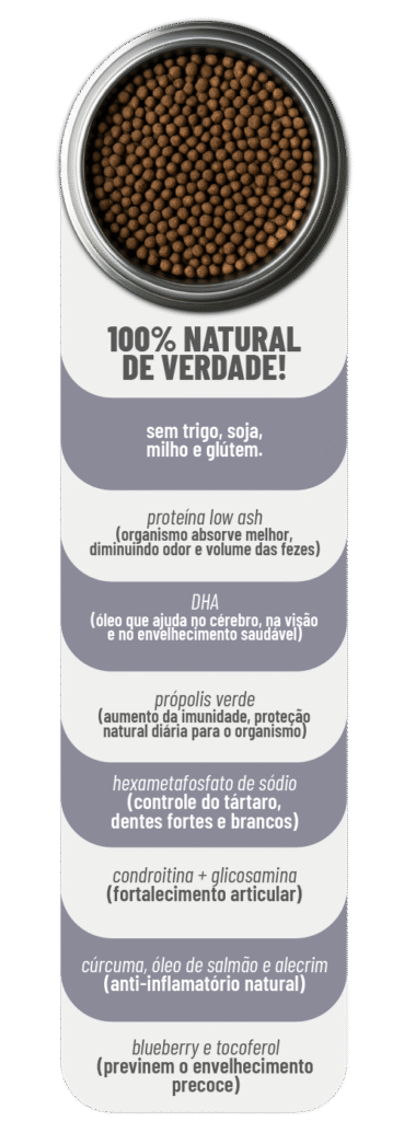 nutrientes e benefícios da ração natural care
