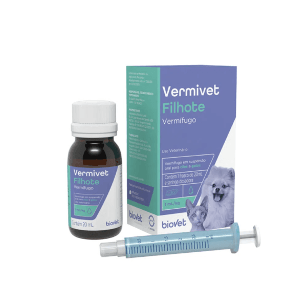 Vermífugo Vermivet 20ml, Para Cães e Gatos
