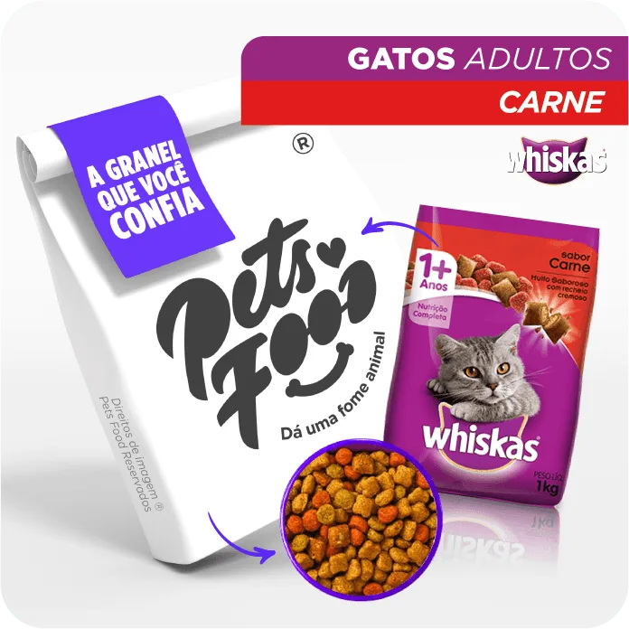 Ração Whiskas, Gatos Adultos - Carne | A Granel 1KG