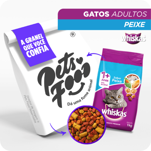 Ração Whiskas, Gatos Adultos - Peixe | A Granel 1KG