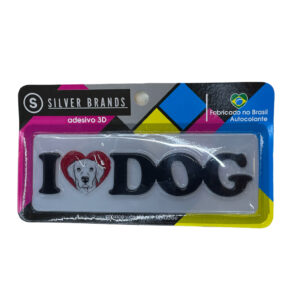 placa decorativa adesiva i love dogs silver brands