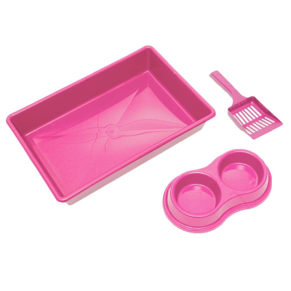 bandeja four plastic para gatos rosa
