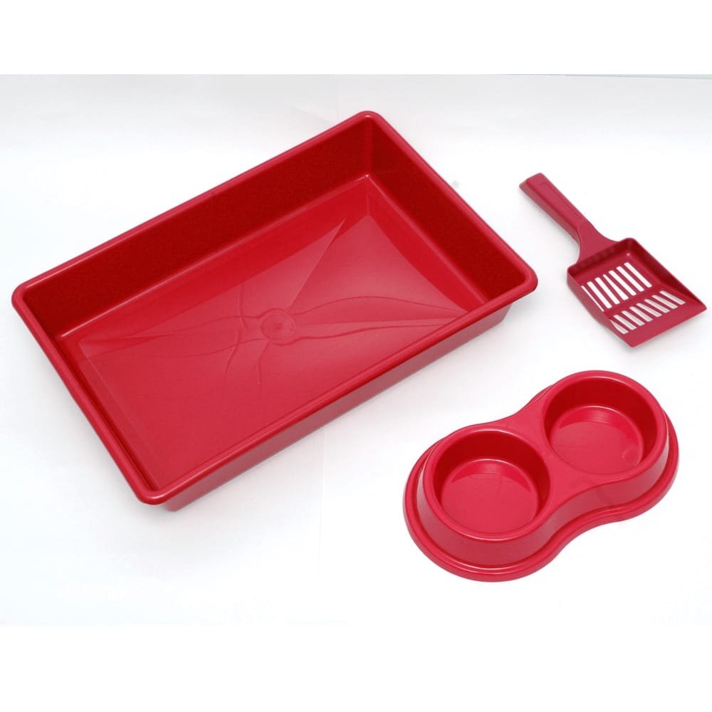 bandeja four plastic para gatos vermelha