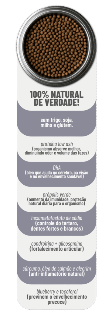 nutrientes e benefícios da ração natural care
