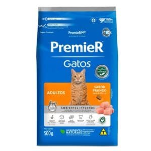 Ração Premier, Gatos Adultos, Ambientes Internos, - Frango 7,5kg