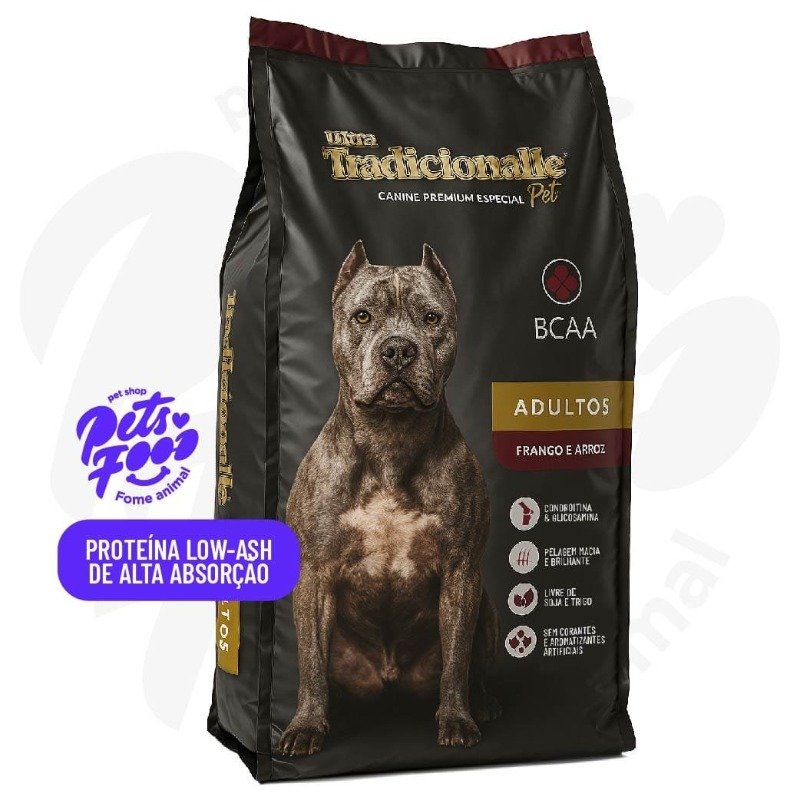 Ração Tradicionalle BCAA, Cães Adultos Raças Médias e Grandes - Frango & Arroz