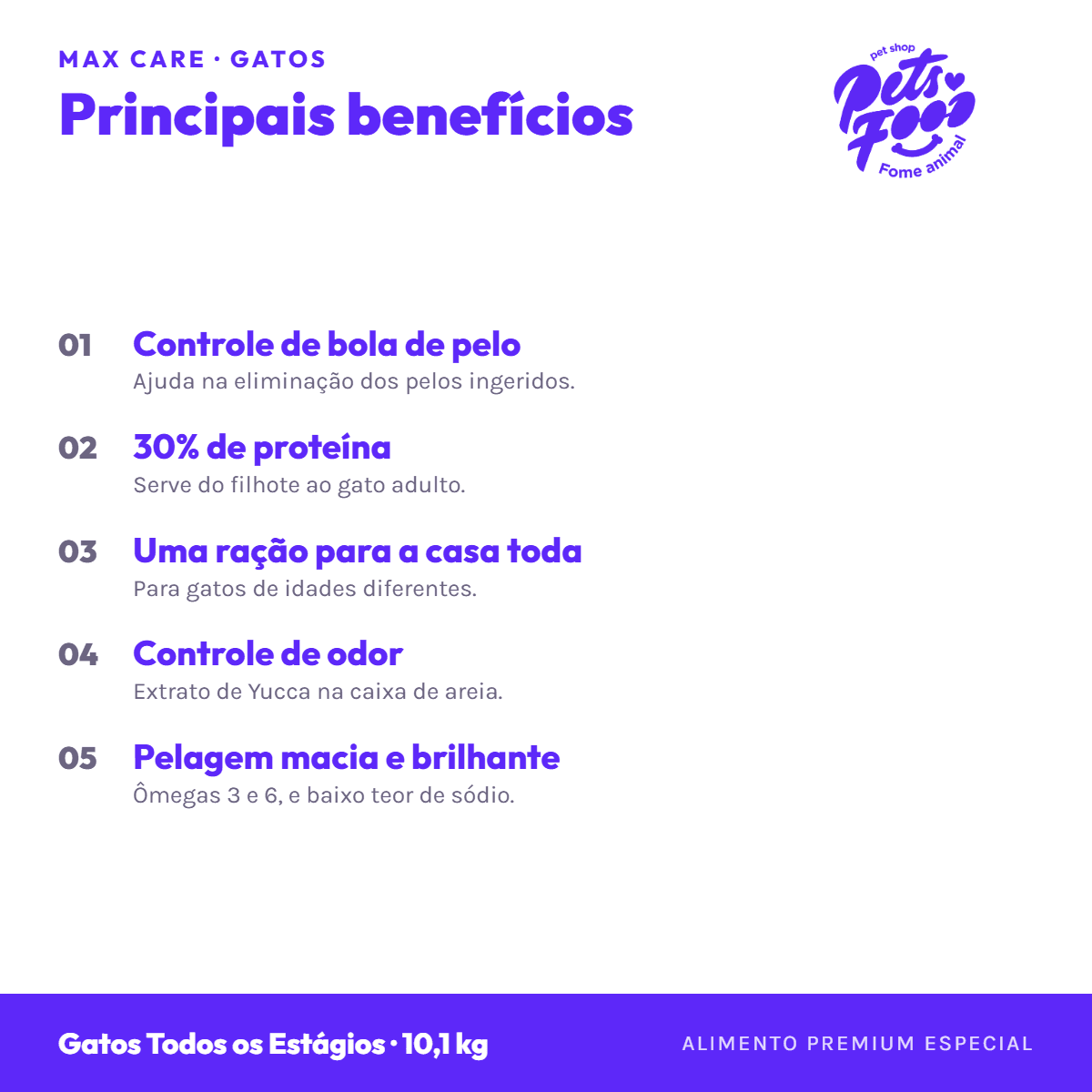 Ração Max Care Gatos Todos os Estágios a granel benefícios Ração Max Care Gatos Todos os Estágios a granel, benefícios