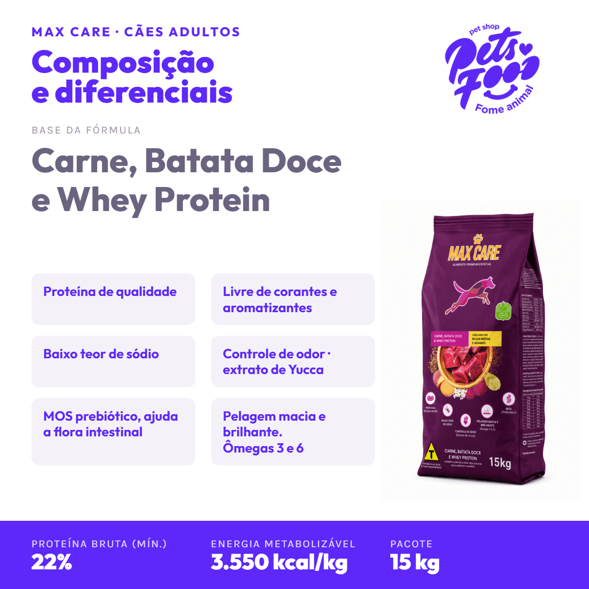 Ração Max Care Cães Adultos Raças Médias e Grandes 15 kg composição Ração Max Care Cães Adultos Raças Médias e Grandes 15 kg, composição