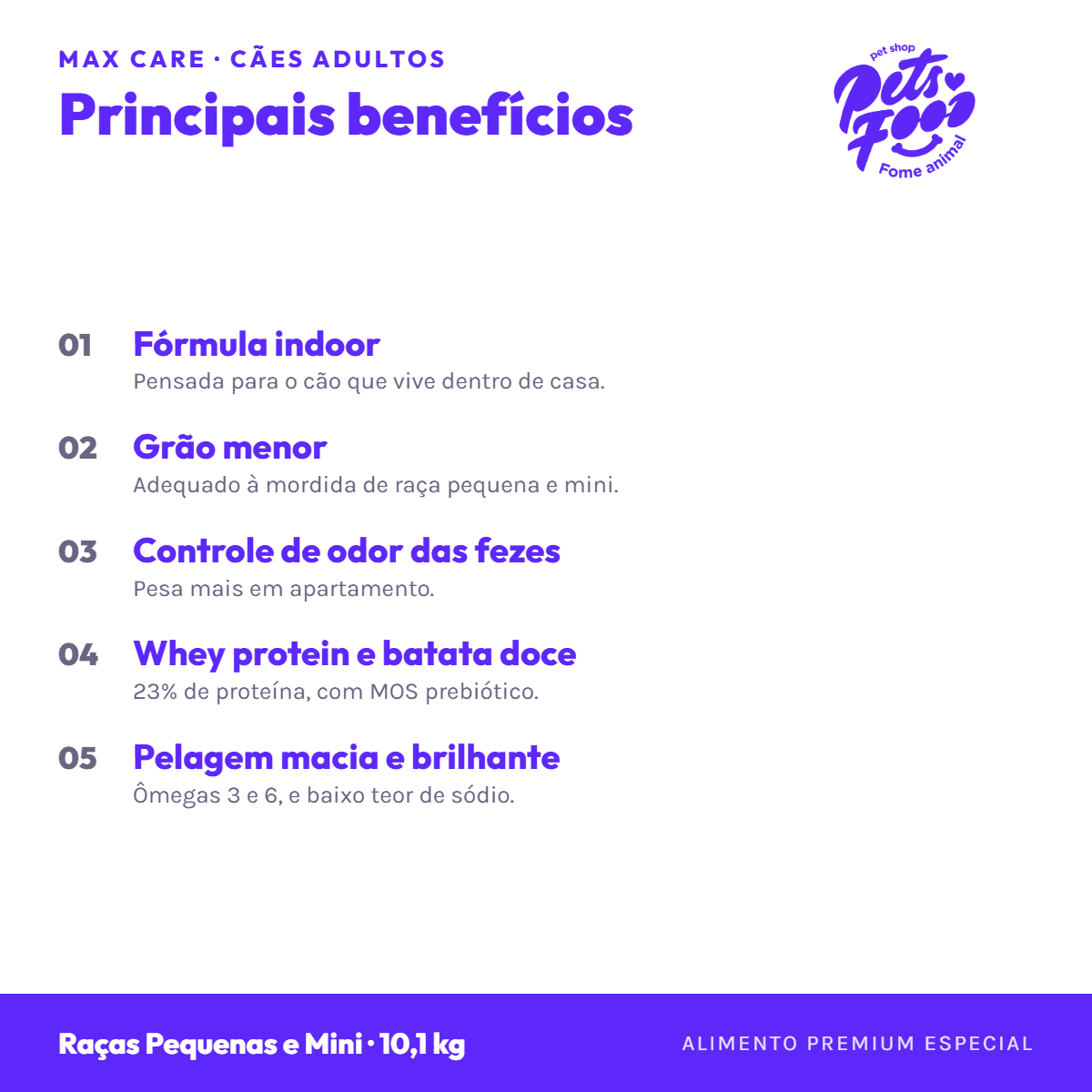 Ração Max Care Cães Adultos Raças Pequenas e Mini 10,1 kg benefícios Ração Max Care Cães Adultos Raças Pequenas e Mini 10,1 kg, benefícios