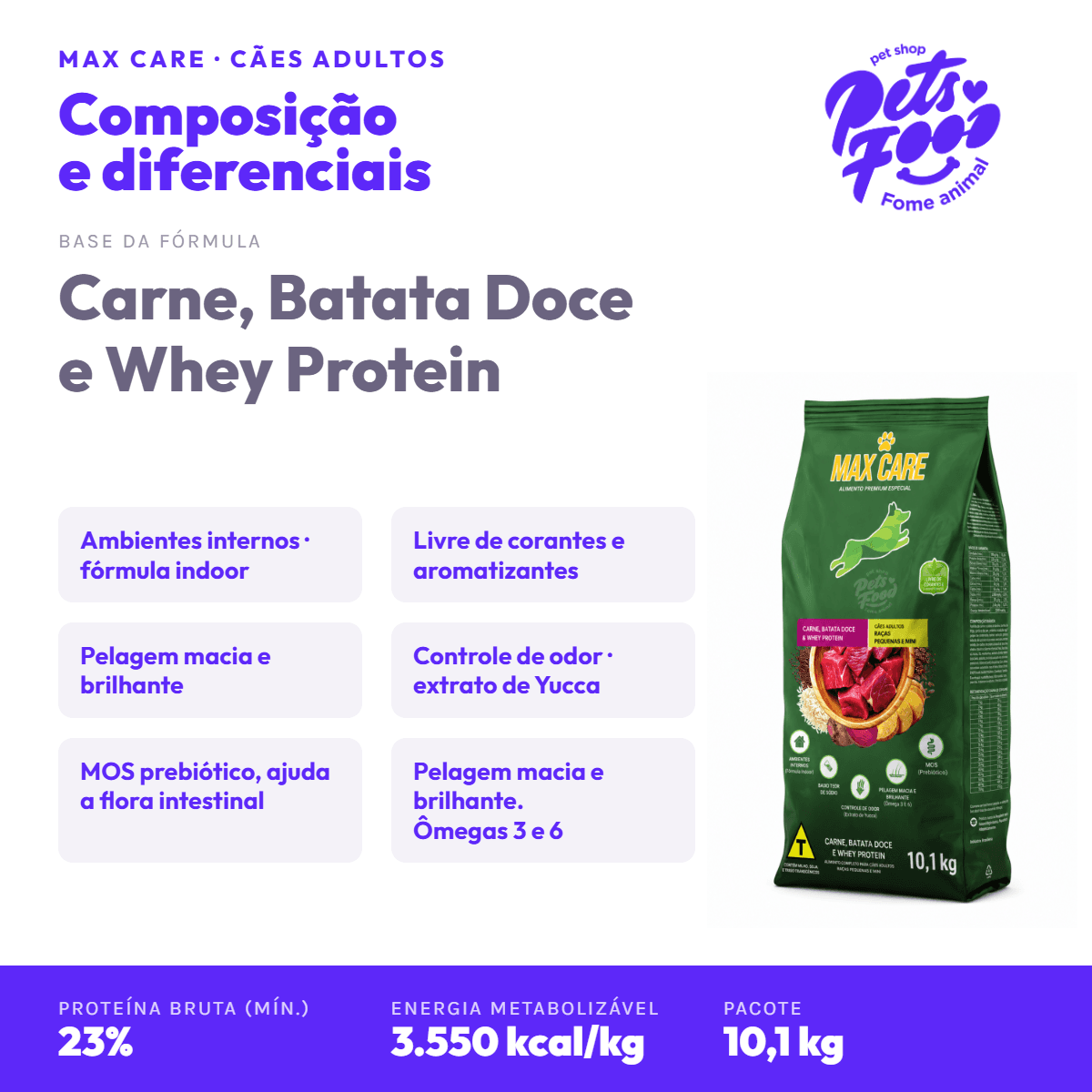 Ração Max Care Cães Adultos Raças Pequenas e Mini 10,1 kg composição Ração Max Care Cães Adultos Raças Pequenas e Mini 10,1 kg, composição