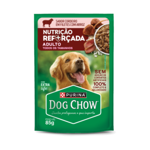 Sachê Dog Chow Nutrição Reforçada, Cães Adultos - Cordeiro em Filetes com Arroz