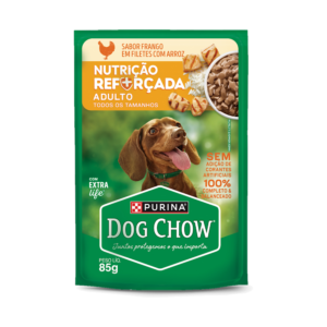 Sachê Dog Chow Nutrição Reforçada, Cães Adultos - Frango em Filetes com Arroz